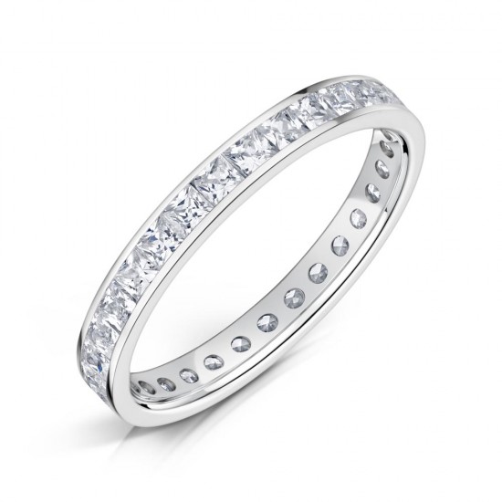 Channel Set Princess Diamond Wedding Rings