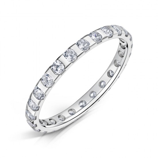 Semi Rubover Set Diamond Wedding Rings