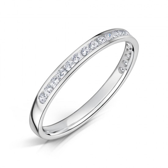 Channel Set Round Diamond Wedding Rings