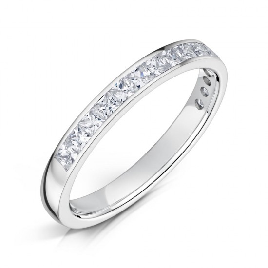 Channel Set Princess Diamond Wedding Rings