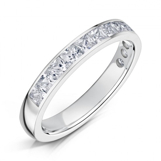 Channel Set Princess Diamond Wedding Rings