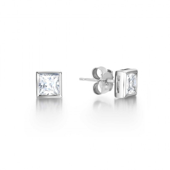 Loge Rubover Princess Diamond Solitaire Stud Earrings