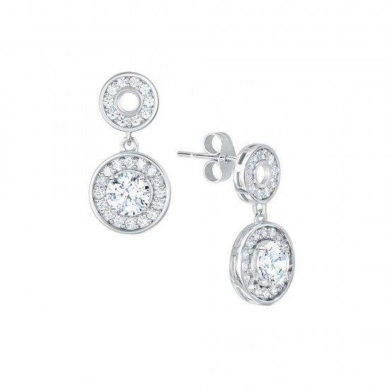 Celeste Round Diamond Vintage Cluster Drop Earrings