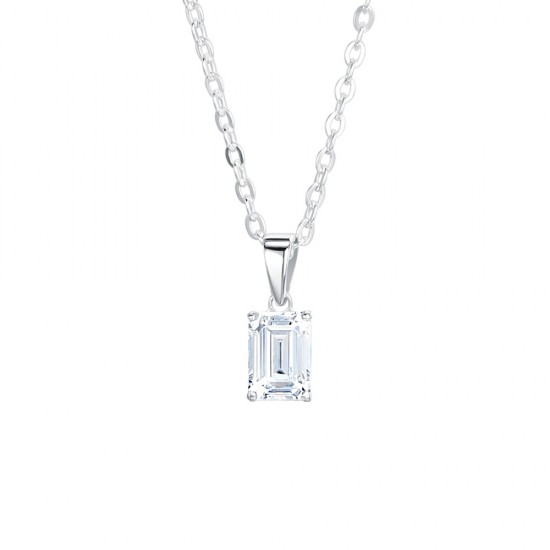 Zara Emerald Cut Diamond Solitaire Pendant