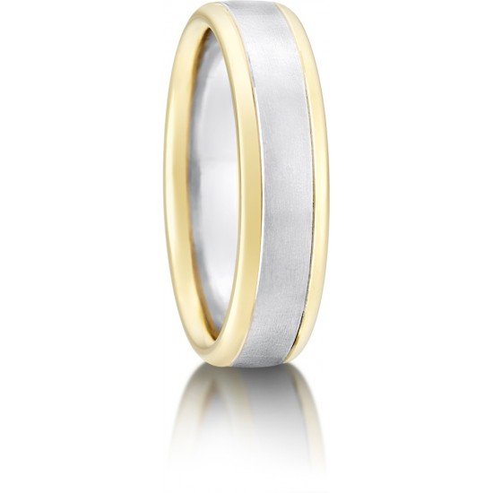 Bi-Colour Bevelled Wedding Rings